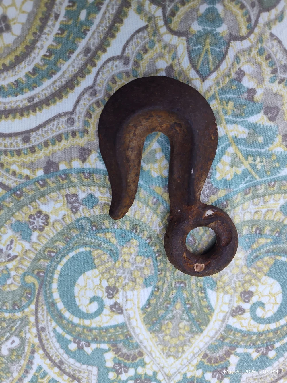 Rustic Rusty Metal Tow Hook Barn or Garage Themed Decor Smaller Size